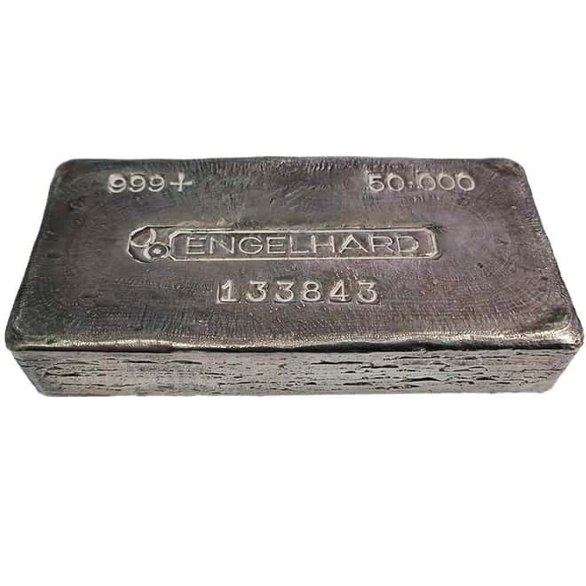 50 oz Engelhard Bull Logo Silver Bar .999+ Fine (6th Series)
