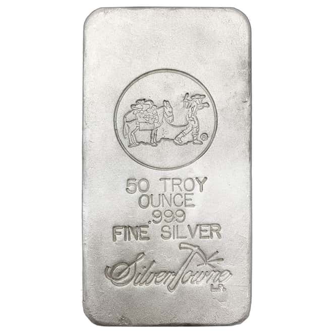 50 oz SilverTowne Prospector Silver Bar .999 Silver