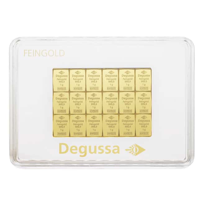 50 x 1 Gram Gold Degussa CombiBar .9999 Fine (in Assay)