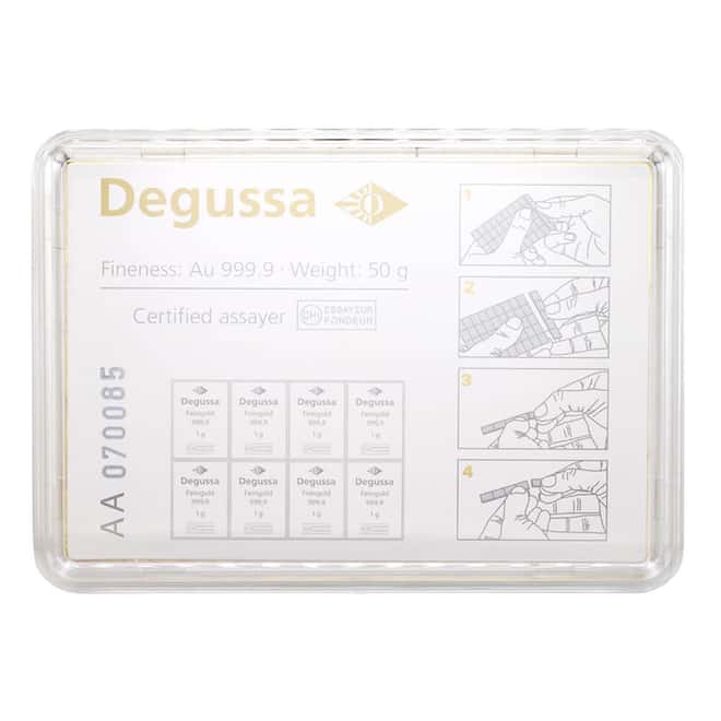 50 x 1 Gram Gold Degussa CombiBar .9999 Fine (in Assay)
