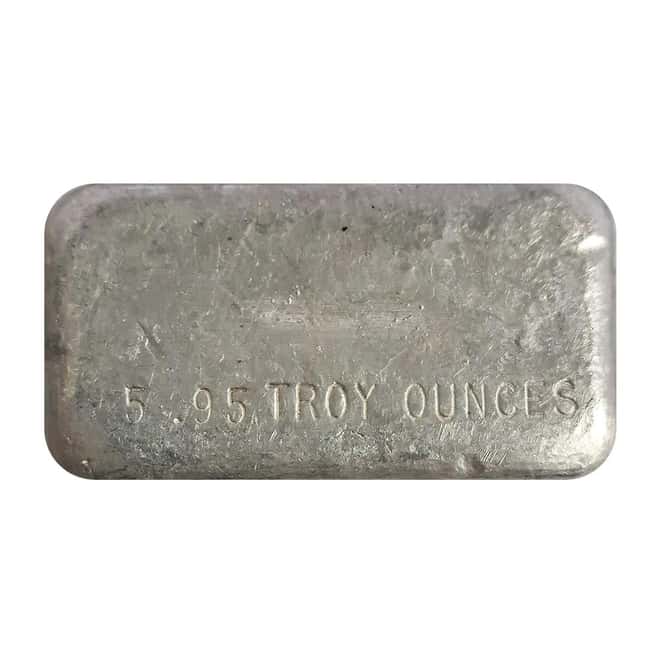5.95 oz AgNON Vintage Poured Silver Bar .999+ Fine
