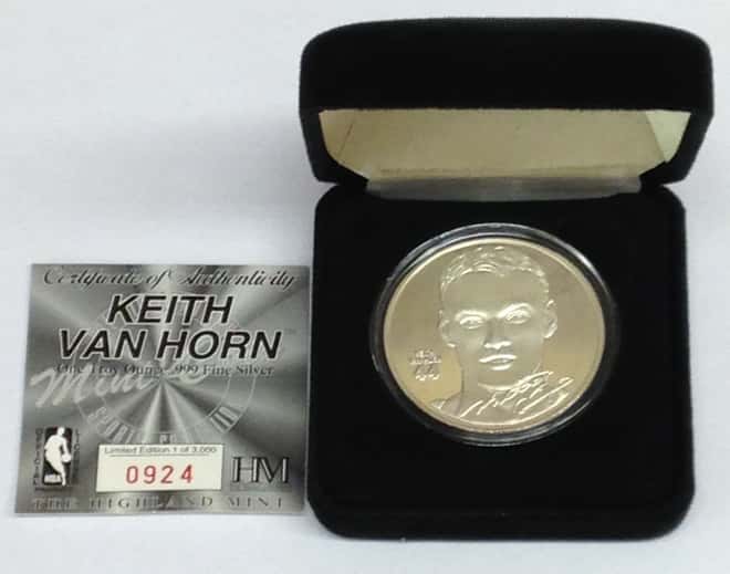 Keith Van Horn Highland Mint 1 oz .999 Fine Silver Limited Edition Commemorative Medallion w/ COA 