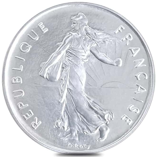 5 Francs Silver France Coin w/Box & COA (Random Year)