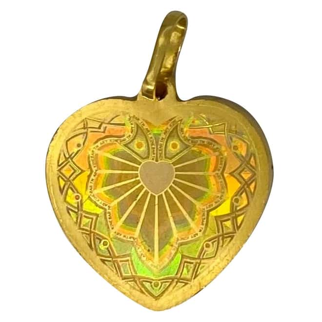 5 gram Argor Heraeus ARY Rainbow Heart Hologram Gold Pendant .9999 Fine (Scruffy)