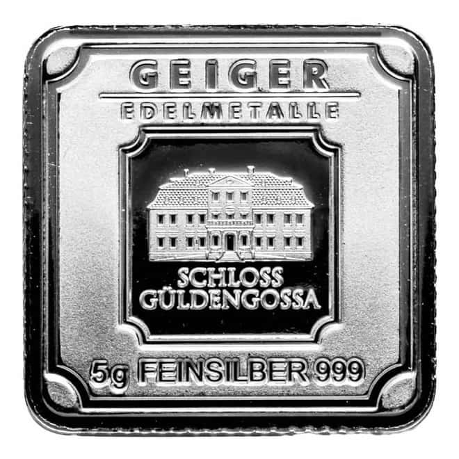 NO ASSAY - 5 Gram Geiger Original Square Silver Bar .999 Fine