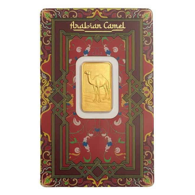 5 Gram PAMP Suisse Arabian Camel Gold Bar .9999 Fine (w/ Frame)