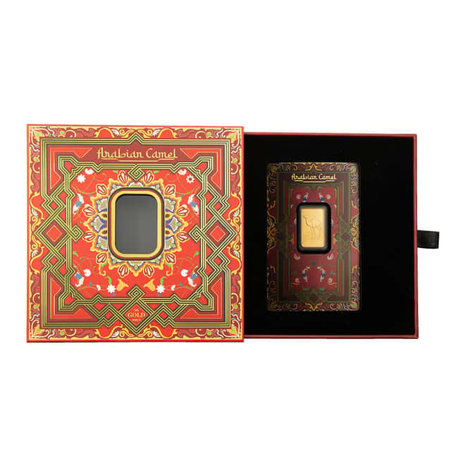 5 Gram PAMP Suisse Arabian Camel Gold Bar .9999 Fine (w/ Frame)