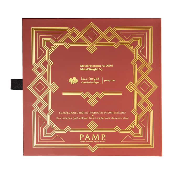 5 Gram PAMP Suisse Arabian Camel Gold Bar .9999 Fine (w/ Frame)