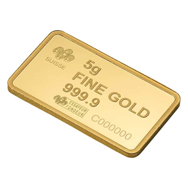 5 Gram PAMP Suisse Bald Eagle Gold Bar .9999 Fine (in Assay)