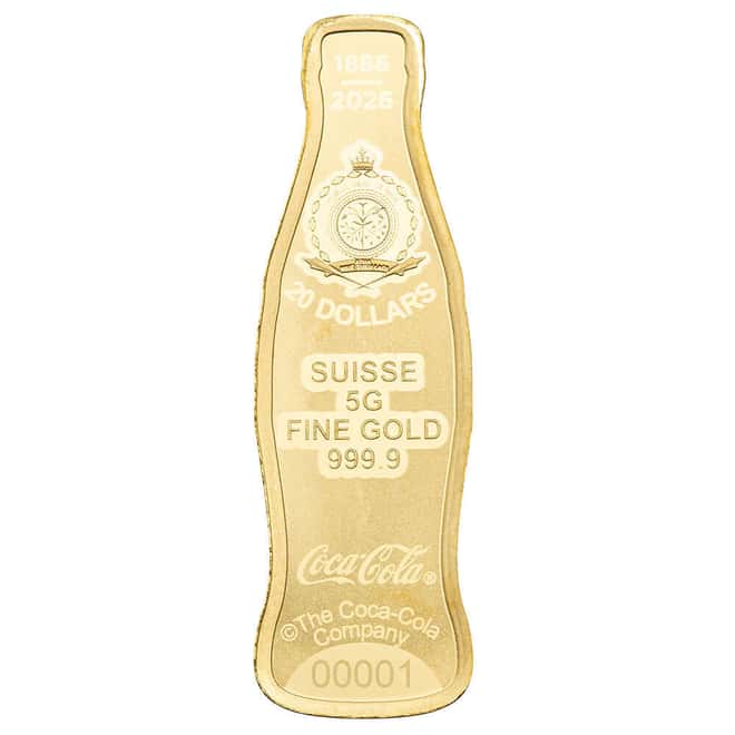 5 Gram PAMP Suisse Coca-Cola® 140 Years Shaped Gold Coin (in Assay)