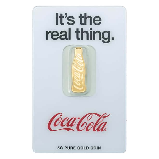5 Gram PAMP Suisse Coca-Cola® 140 Years Shaped Gold Coin (in Assay)