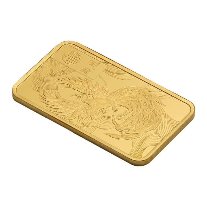5 Gram PAMP Suisse Good Luck Phoenix Gold Bar .9999 Fine (in Assay)