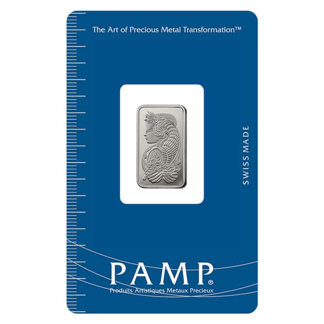 Box of 25 - 5 Gram PAMP Suisse Lady Fortuna Platinum Bar .9995 Fine (in Assay)