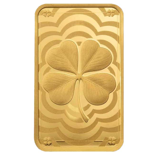 5 Gram PAMP Suisse Lucky Charm Four-Leaf Clover Gold Bar .9999 Fine (in Assay)