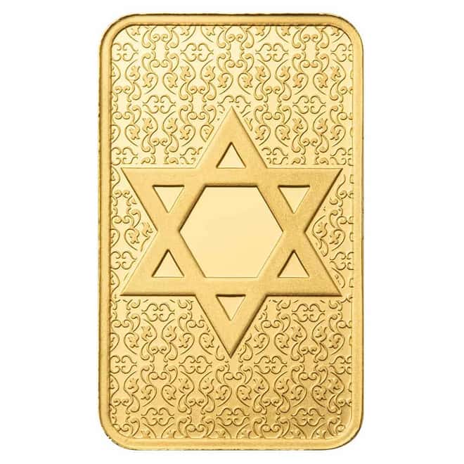 5 Gram PAMP Suisse Star of David Gold Bar .9999 Fine (in Assay)