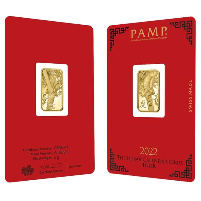 5 gram PAMP Suisse Year of the Tiger Gold Bar (In Assay)