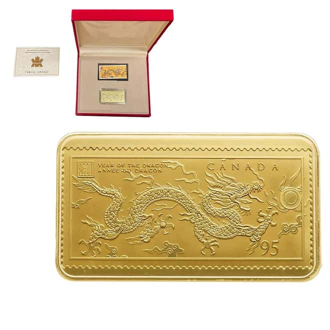 2000 Canada 0.371 oz Heart of the Dragon Gold Stamp and Postcard Set 18K