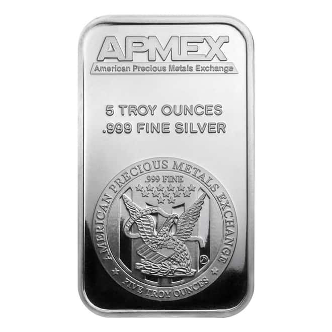 5 oz APMEX Silver Bar .999 Fine (in Assay)