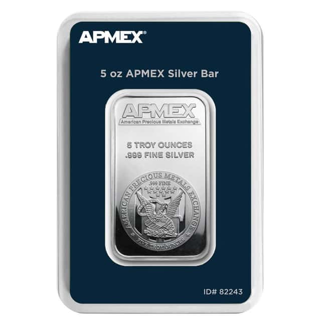 5 oz APMEX Silver Bar .999 Fine (in Assay)