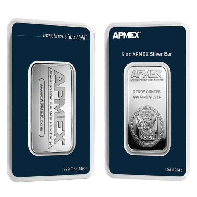 5 oz APMEX Silver Bar .999 Fine (in Assay)