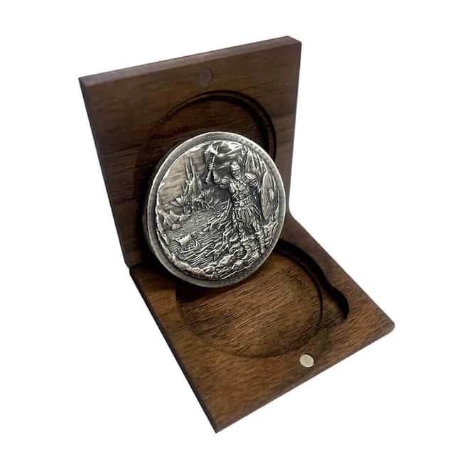 5 oz Baby Dragon vs Vikings Ultra High Relief Fantasy Silver Round .999 Fine