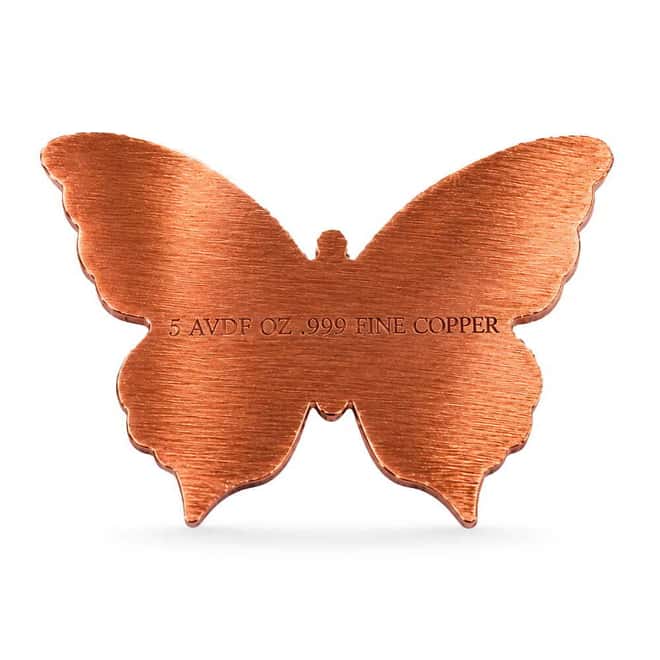 5 oz Butterfly Copper Art Piece .999 Fine