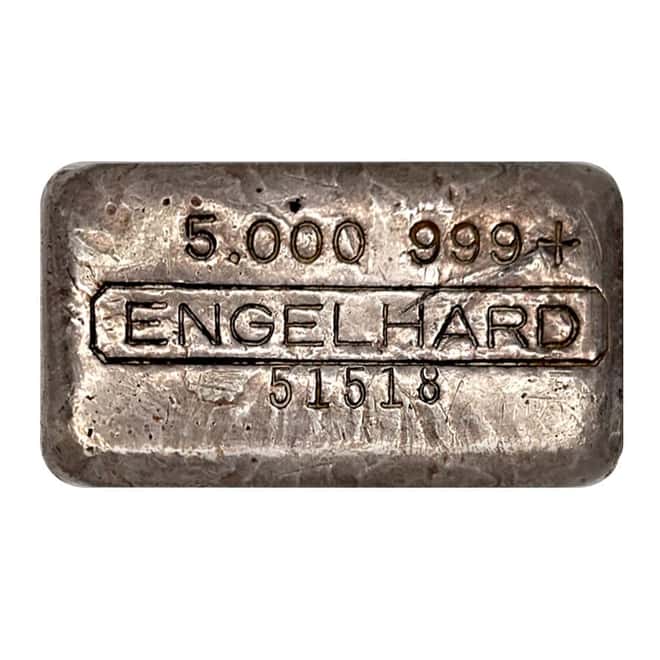 5 oz Engelhard Cast Silver Bar .999+ Fine (5th Series)