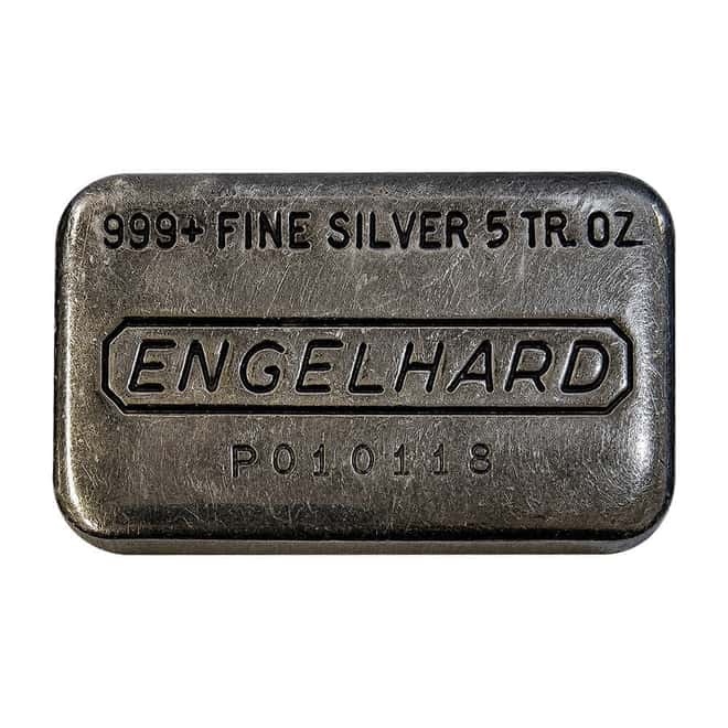 5 oz Engelhard P Serial Prefix Silver Bar .999+ Fine