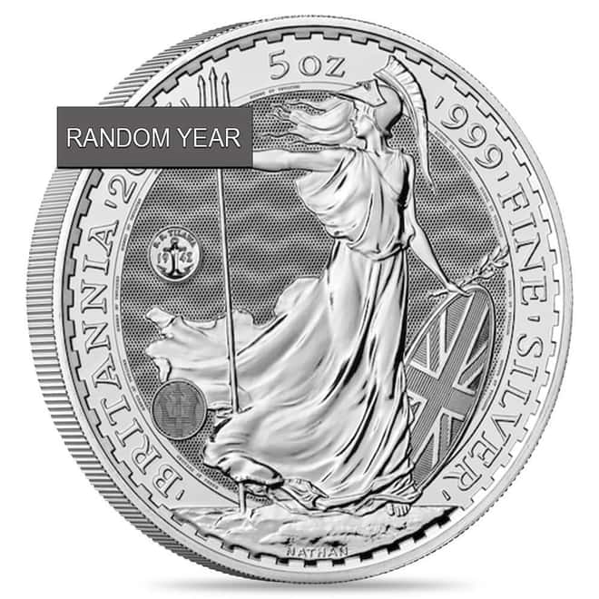 5 oz Great Britain Silver Britannia Coin BU (Random Year)