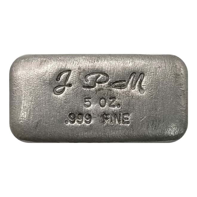 5 oz Jackson Precious Metals Vintage Silver Bar .999 Fine