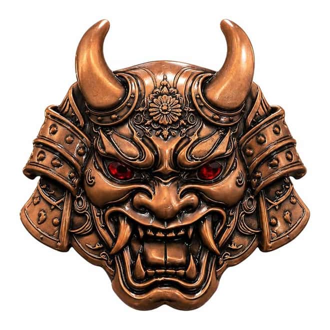 5 oz Oni Mask Japanese Demon Copper Art Piece .999 Fine