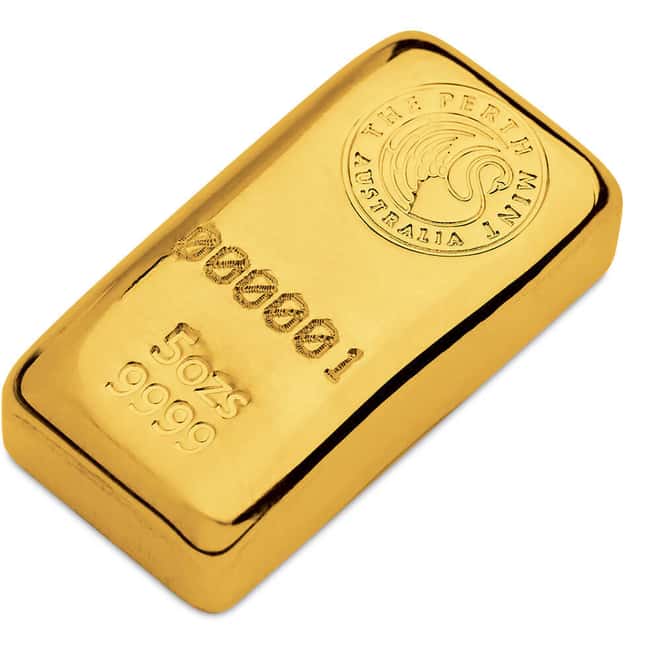 5 oz Perth Mint Cast Gold Bar .9999 Fine