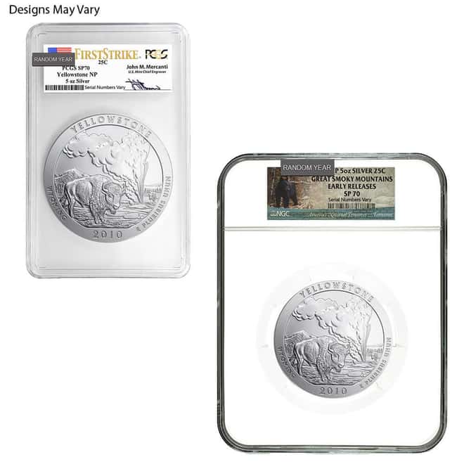 5 oz Silver America the Beautiful ATB NGC/PCGS SP 70 (Random Year)