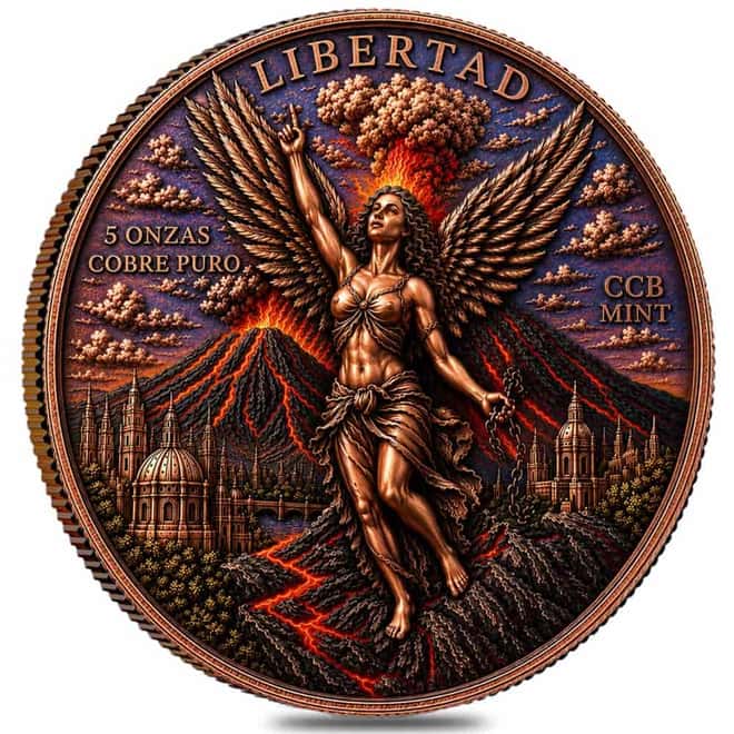 5 oz Volcanic Libertad Copper Round .999 Fine