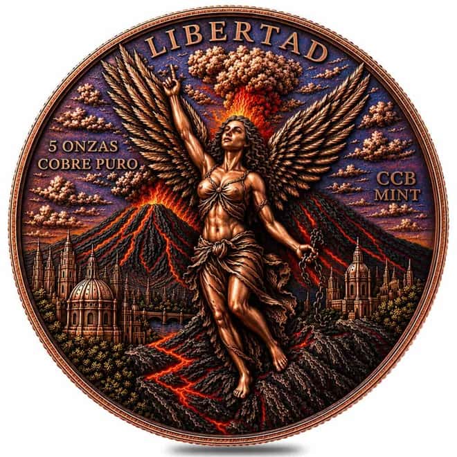 5 oz Volcanic Libertad Copper Round .999 Fine