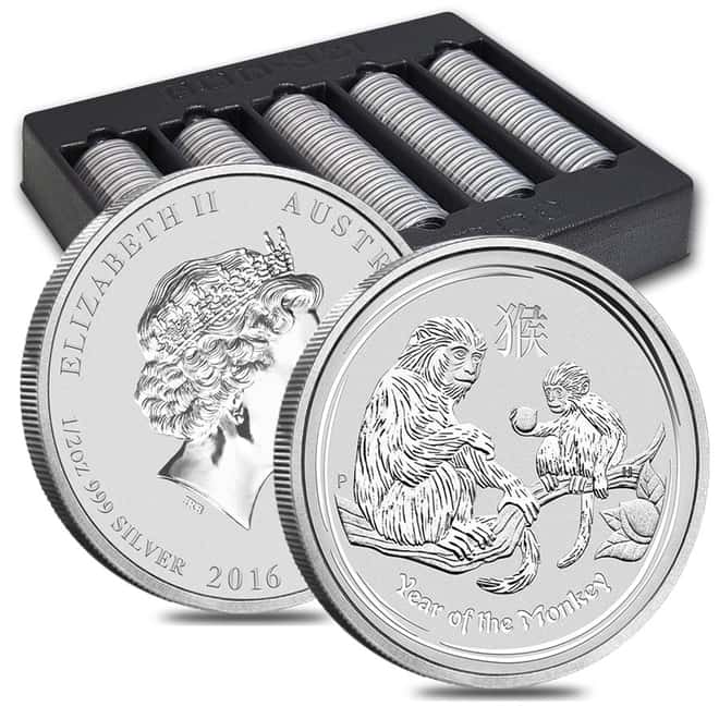 2016 1/2 oz Silver Lunar Year of The Monkey BU Australian Perth Mint In Capsule