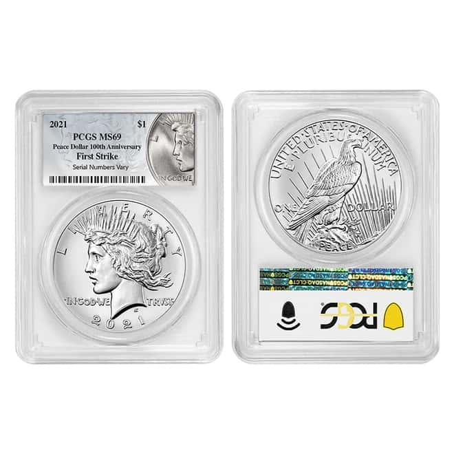 2021 Morgan / Peace Silver Dollar Centennial 6-Coin Set PCGS MS 69 FS (Morgan/Peace Label)