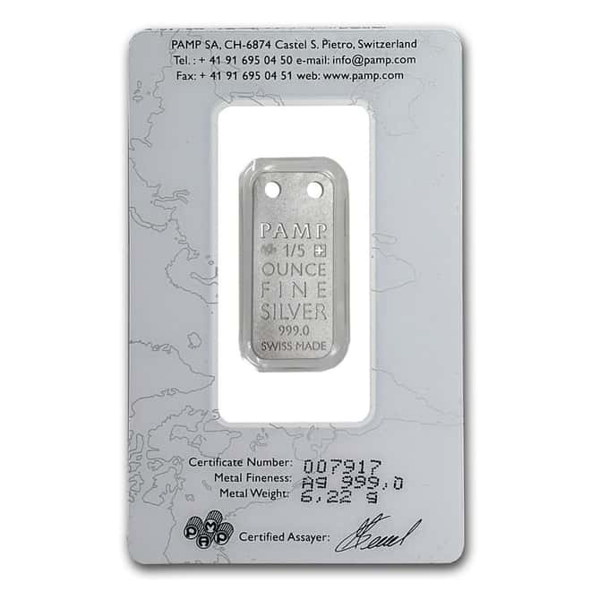1/5 oz PAMP Suisse Rambling Rose Proof Silver Ingot Pendant