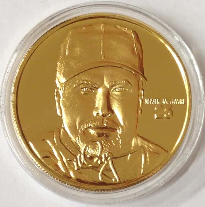 Roger Maris&Mark McGwire Highland Mint Fine Silver Ltd Edition Commemorative Medallion COA