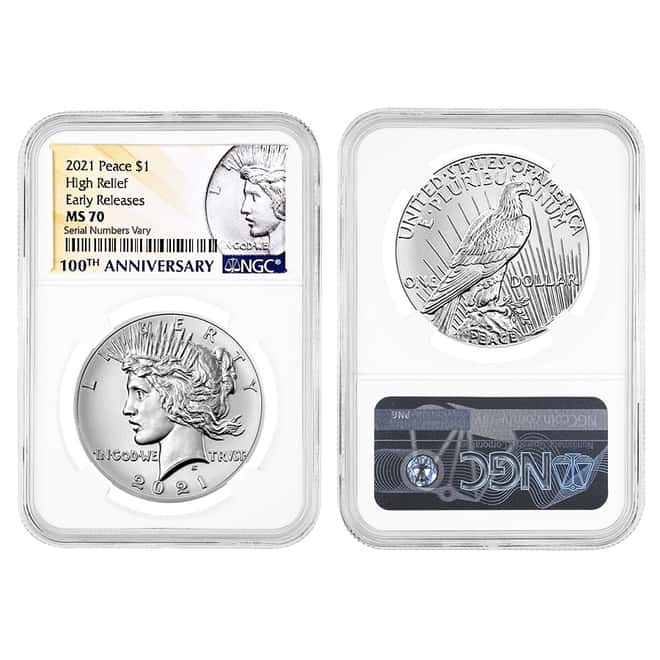 2021 Morgan / Peace Silver Dollar Centennial 6-Coin Set NGC MS 70 ER (Morgan/Peace Label)