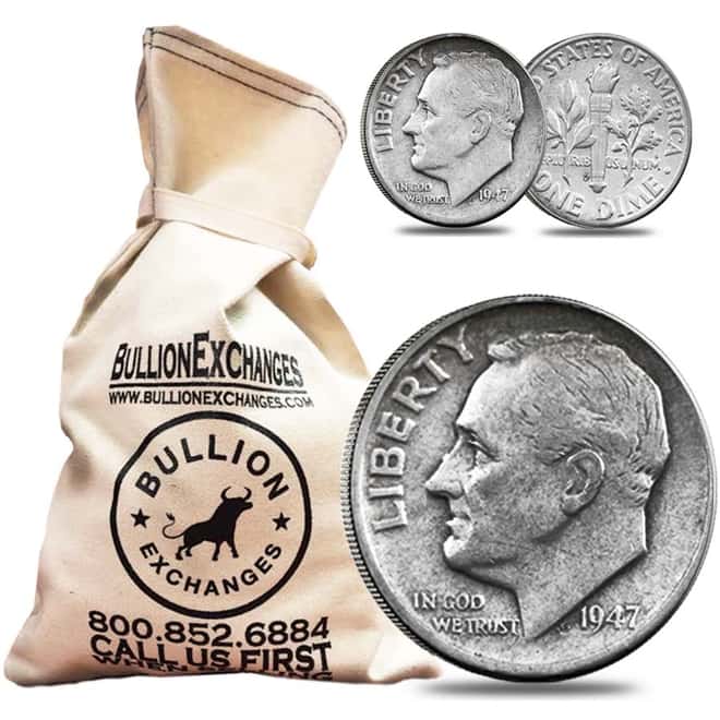 $50 Face Value Bag - 500 Coins - Roosevelt Dimes 90% Silver (Circulated)