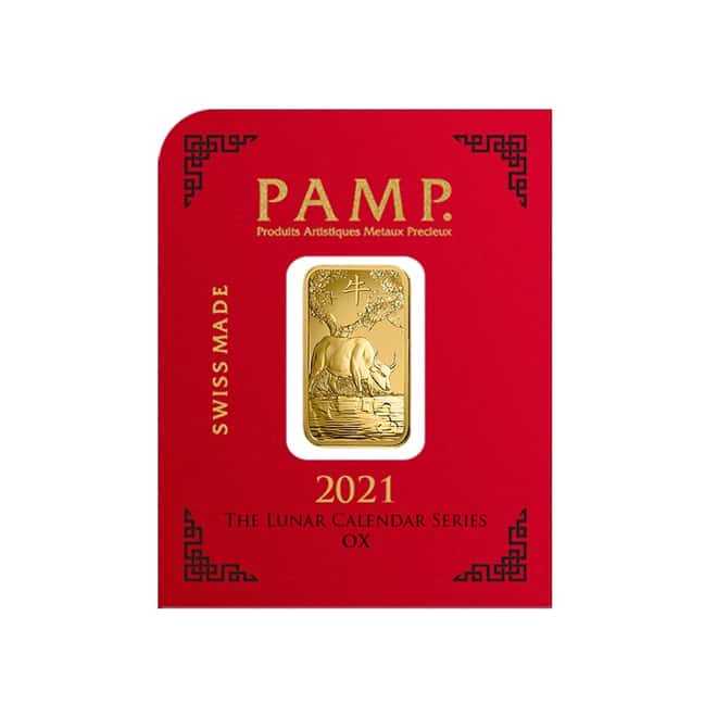 8x1 gram Gold Bar PAMP Suisse Lunar Ox Multigram+8 (In Assay)