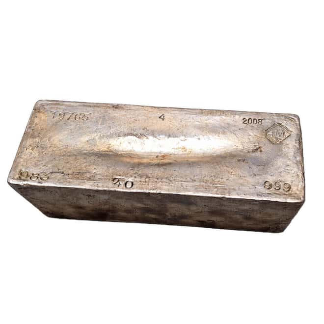 983 oz Johnson Matthey (JM) Cast Silver Bar .999 Fine