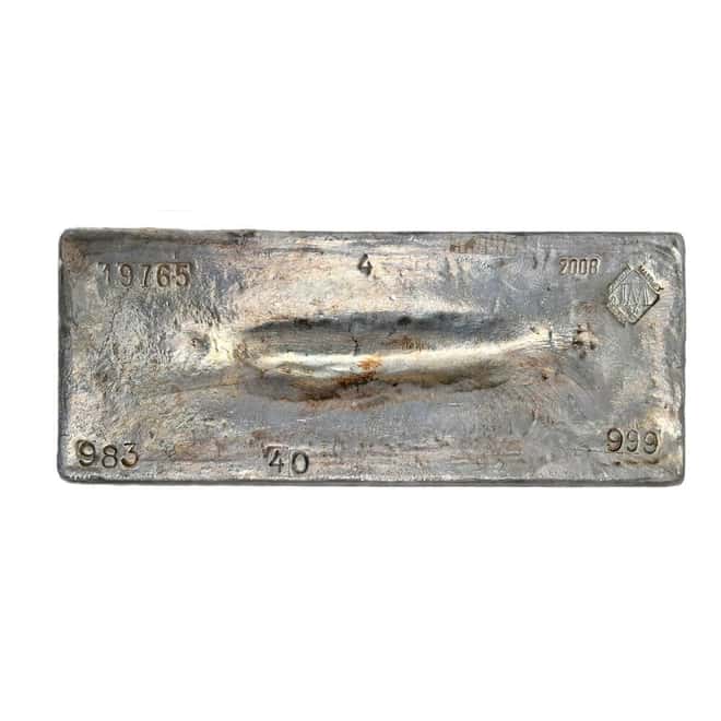 983 oz Johnson Matthey (JM) Cast Silver Bar .999 Fine