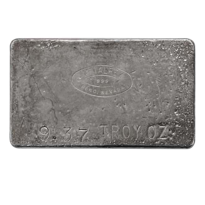 9.37 oz Metalrex Silver Bar Reno Nevada .999 Fine