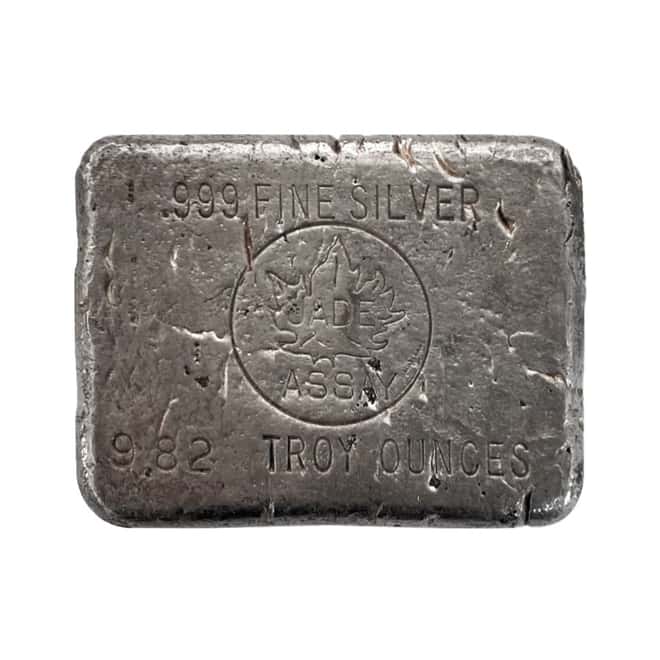 9.82 oz Jade Assay Silver Bar .999 Fine