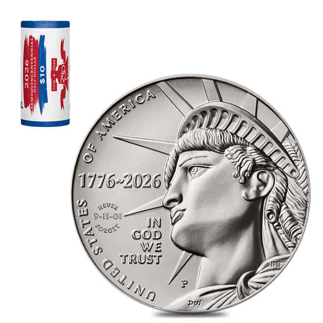 $10 Face Value Roll 2026-P 9/11 Enduring Liberty Half Dollar $0.50 Coin (20 Coins)