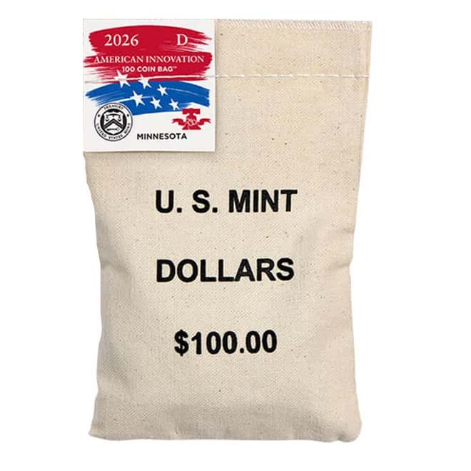 $100 Face Value Bag 2026-D American Innovation Minnesota $1 Coin (100 Coins)