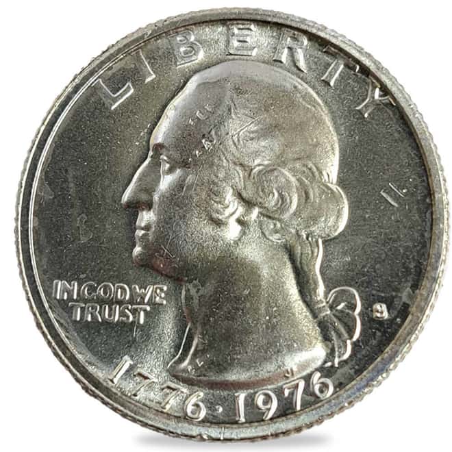 $10 Face Value 1976 Bicentennial Washington Quarter 40% Silver 40-Coin Roll (Avg Circ)
