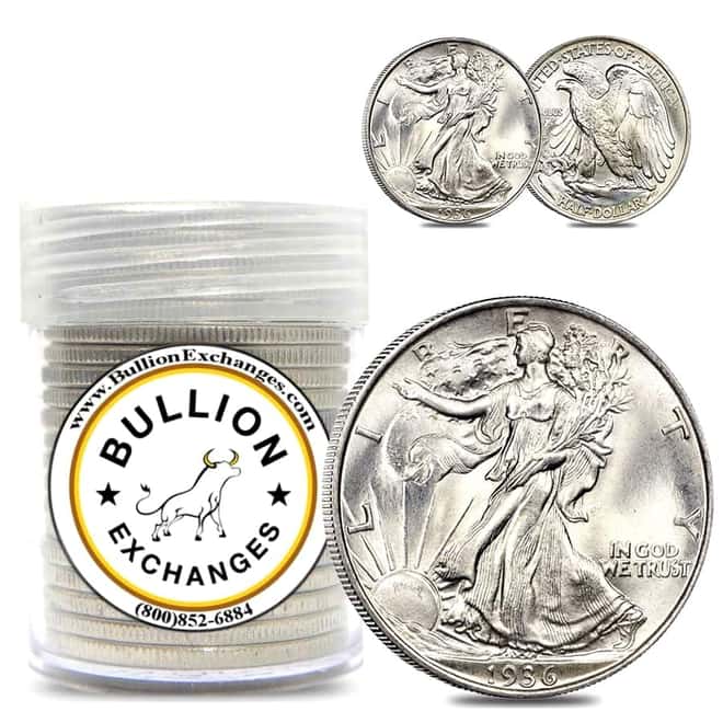 $10 Face Value Walking Liberty Half Dollars BU 90% Silver 20-Coin Roll